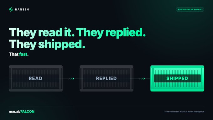 **Image 6:** A promotional graphic for Nansen displays the headline "They read it. They replied. They shipped. That fast." above three horizontal bars showing the steps: READ, REPLIED, and SHIPPED.