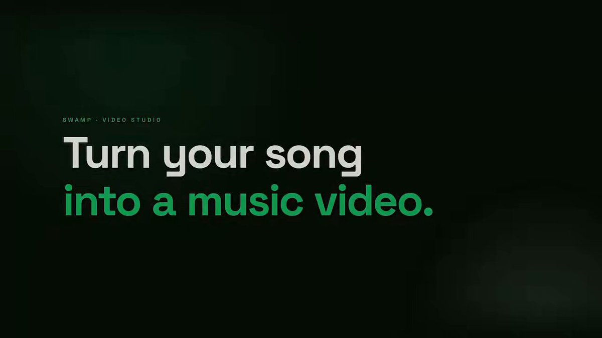 The image features a green background with white text that reads "Turn your song into a music video." The text is centered above an image of a person's face, which appears to be a part of the video editing process. This suggests that the image might be related to creating a music video or promoting a video editing service.