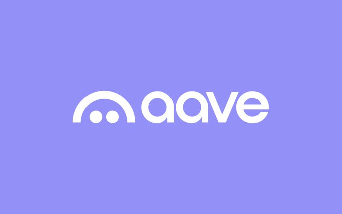 The Aave logo, displaying a stylized white ghost-like 'a' and the word 'aave' on a light purple background.