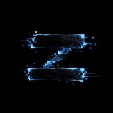 A stylized blue and white pixelated/glitch-art Greek sigma (Σ) symbol on a black background.