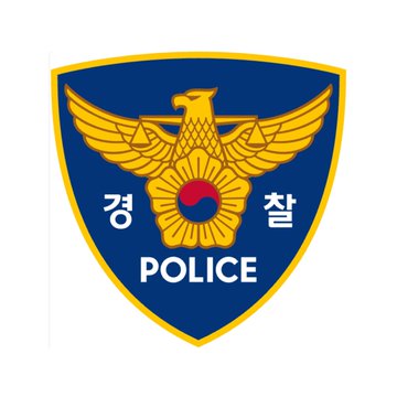 The image shows the official emblem of the Korean National Police Agency, featuring a golden eagle with spread wings above a red and blue Taegeuk symbol on a blue shield, with the Korean characters "경찰" (Police) and the English word "POLICE" displayed. This insignia represents the South Korean police force referenced in the article about Seoul authorities arresting three suspects in a $19 million XRP staking scam that impersonated the Flare Network and FXRP.