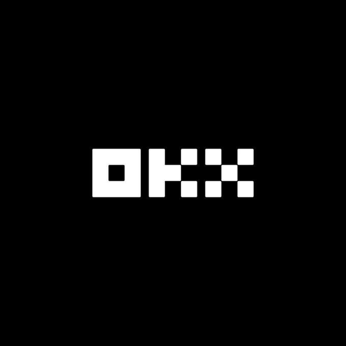The image shows the white "OKX" logo (a stylized pixelated/blocky rendering of the letters) centered on a black background, displayed in connection with the post announcing OKX's latest Proof of Reserves verification totaling $23.1B across 22 primary assets.