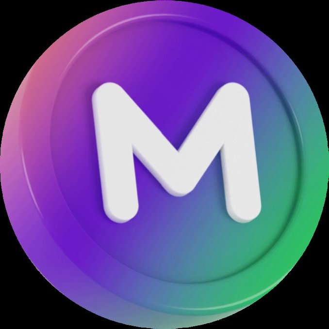The image features a circular, gradient-colored logo (blending purple, blue, and green) with a bold white letter "M" in the center, representing the $METAL token mentioned in the post. This logo serves as the visual identity for the cryptocurrency being promoted for staking within the LoFiClubXPR ecosystem.