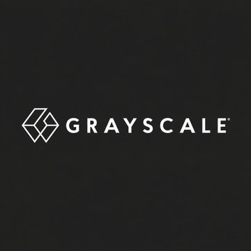 The image displays the Grayscale logo in white on a dark gray background. The caption relates to the post as it features the Grayscale brand, the asset management firm whose strategist Zach Pandl is providing bullish commentary on Bitcoin's market bottom.