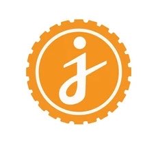 The image features a logo with an orange circle containing a white "J" inside of it, surrounded by a white border. The text within the circle reads "If Jasmy doesn't 50x from current levels by end of cycle, I’ll delete this account."