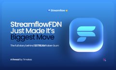 A blue-toned promotional graphic for Streamflow FDN announcing "Just Made It's Biggest Move" with the Mnet logo and Korean text at the bottom.