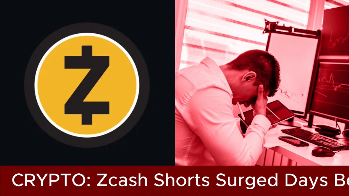 The image shows a man leaning over his desk at a computer with a laptop in front of him. He appears focused on something on his screen, possibly responding to an alert or engaging in some work-related activity. The title of the image reads "Zcash Shorts Surged Days Before Bug Shock Five wallets opened roughly $72 million in ZEC short positions days before the critical Zcash privacy flaw became public, according to Allium Labs". This suggests that the man might be involved in cryptocurrency trading or has experienced significant gains due to the Bitcoin price surge.