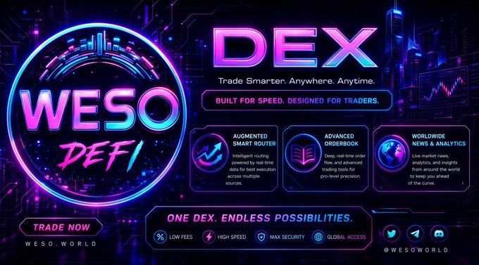 erso DEX logo and website banner, featuring a futuristic cityscape with neon lights against a dark background.