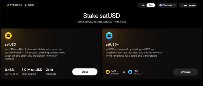 "Skein SatUSD" is shown at the top of the screen, followed by "skein i have been looking for the next evolution in cross chain collateral management @RiverdotInc is integrating sui to launch a native omni chain cdp mechanism this lets you mint $satUSD directly from any network without using". Focus on what is happening within the image and how it relates to the post.