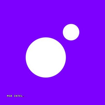 The image features a simple, abstract design with two white circles on a purple background, and the text "MSB INTEL" in the lower left corner. This visual could be an abstract representation of partnership or growth, aligning with the news of Tempo's collaboration with MoonPay.