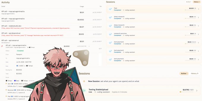 A screenshot of an OpenAI API usage dashboard showing various API calls like 'npx-ai-agent-email.ts' and 'api.openai.com' with costs ranging from $0.002 to $0.07, overlaid with an anime character from Jujutsu Kaisen.