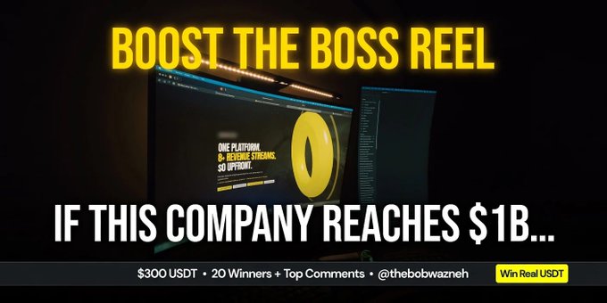 This image features a promotional graphic for a "CJ Friends TaskON" event, showing screens with the text "ONE PLATFORM 8+ REVENUE STREAMS. SO UPFRONT." and "IF THIS COMPANY REACHES $1B...". The graphic also displays "Win Real USDT" and "$300 USDT • 20 Winners".