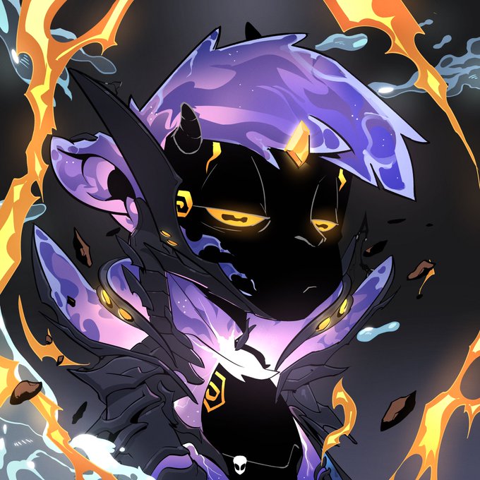 A stylized illustration of a dark, cosmic goat with purple galaxy-like horns and glowing yellow eyes, framed by fiery orange flames and floating debris, embodying the post's vision of a GOAT that "alters the atmosphere" through its powerful, otherworldly presence.