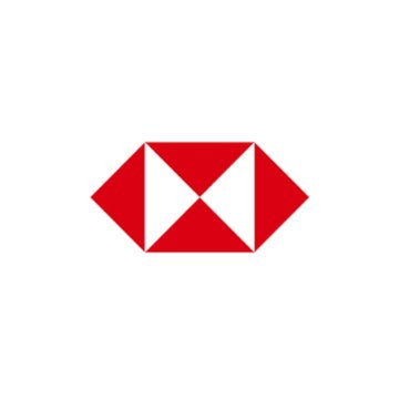 The image features the HSBC logo, the iconic red hexagonal emblem with a white geometric pattern, which corresponds to the bank's recently announced Hong Kong dollar stablecoin, "HSBC RedCoin," set to launch in the second half of 2026 through PayMe and the HSBC HK app.