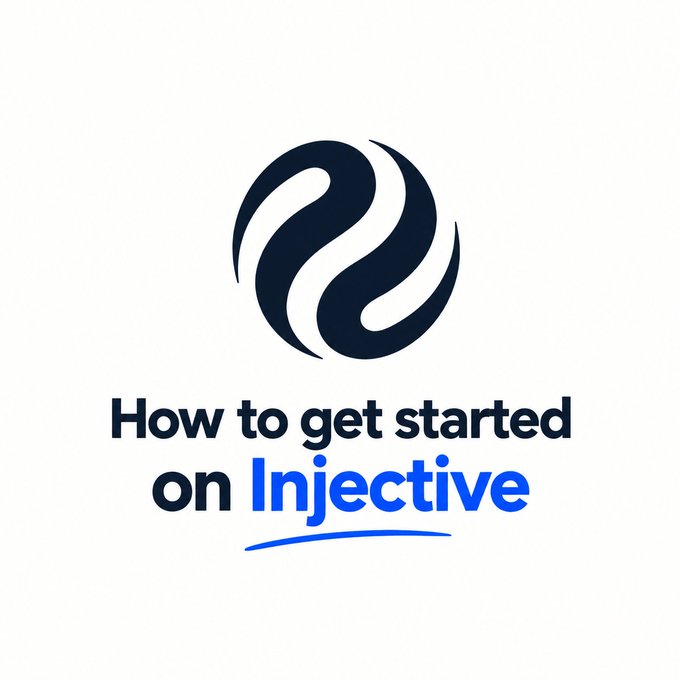 A graphic displaying the Injective logo with the text "How to get started on Injective" below it on a white background.