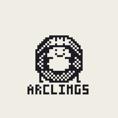 A pixel art illustration of a character wearing a hood or hat with the text 'ARCLINGS' below.