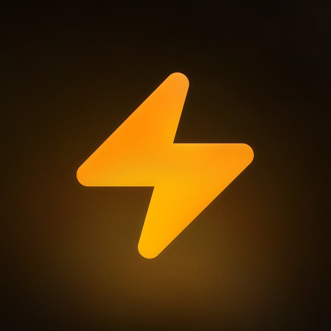 This image features the bright yellow lightning bolt logo of @LashAlpha, reflecting the energy and excitement of their $500 SOL giveaway. The lightning bolt likely symbolizes speed or power, aligning with the crypto giveaway.