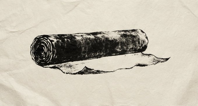 A black ink drawing of a cylindrical clay pot or rolling pin-like vessel rests on crumpled paper, with what appears to be a cloth or material draped beneath it.

The image visually echoes the post's metaphor about building foundations—"the clay is dug, shaped and fired long before anyone lays the first course"—by depicting a handmade clay form, symbolizing the preparatory groundwork being laid before the GIWA mainnet launch and whitelist claim.