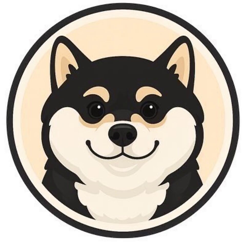 The image features a black and white dog with a happy expression, looking directly at the camera. The dog's face is outlined within a circle, giving it a cartoon-like appearance. The caption below the image reads "Peace of mind hits different when you #HODL a winner. Just look at #Manyu— out cold, but instead of counting sheep, he’s counting Manyus! One after another, smooth and steady, no stress, no tossing and turning."