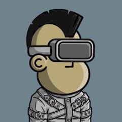 The image features a cartoon character wearing a white shirt with buckles, standing against a blue background. The character has a mohawk hairstyle and is wearing a pair of glasses that appear to be virtual reality goggles. There are also some text elements in the image, including "ZER0 coming for NPC" which suggests that there might be an ongoing game or event involving this character.