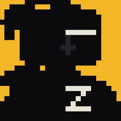 A heavily pixelated black and yellow image showing a low-resolution silhouette of a character, appearing as a distorted 8-bit graphic.