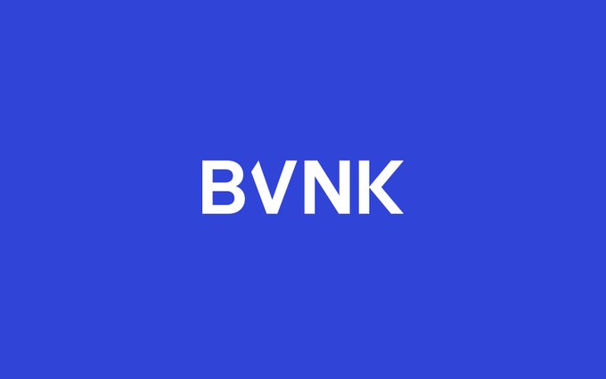 A blue screen displaying the white text logo 'BVNK'.
