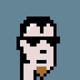 A small pixel art image depicting a white figure with closed eyes and dark hair against a solid teal background.