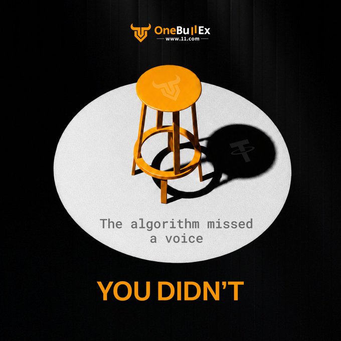 The image displays a stool with the "Tether" (USDT) logo casting a shadow, accompanied by the text "The algorithm missed a voice. YOU DIDN'T." This visually represents how human intuition and trusted voices in Web3 are still vital, even as algorithms evolve, aligning with the post's call to identify and tag valuable Web3 creators.