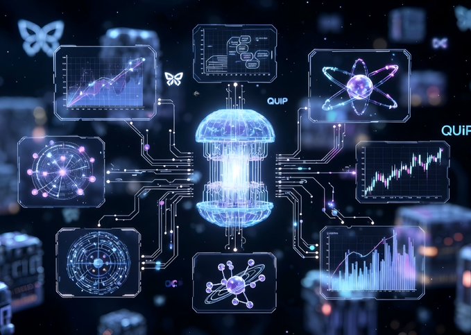 The image shows an intricate, colorful display of interconnected electronic components against a dark blue backdrop. At the center is a large computer chip surrounded by smaller, connected objects that resemble data screens or graphs. The text "quip" appears near one of these objects on the right side and "network optimization" can be seen in another area within the image.

The post about mining networks suggests using advanced technologies to optimize network performance instead of traditional methods such as hashing. This innovative approach involves combining quantum and classical systems, allowing for a more efficient and accurate solution to optimization problems that would otherwise require significant computing power or time. In contrast, traditional networking practices often rely on hashing alone, which can be less effective and energy-consuming.