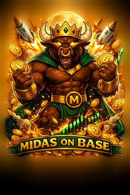 The image features a cartoon bull character wearing a crown and a green cape, surrounded by gold coins and other objects that are associated with the game "Mids on Base". The bull appears to be in a fighting stance or ready for battle, which is consistent with the theme of the game. The post highlights the exciting nature of the game and emphasizes its growing popularity among players who are passionate about it.