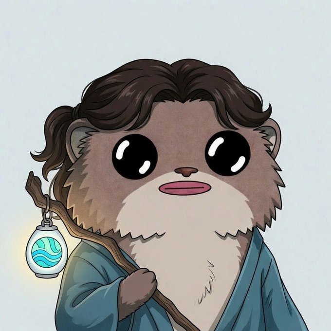 The image features a cartoon character with brown hair, wearing a blue robe or jacket, holding a stick over their head as if they are about to perform some sort of magic trick or spell. The character appears to be smiling, giving off a friendly vibe. The background is white and has a watermark that reads "I'm giving away 10 GTD for @Pawereum 333 ITEMS - Follow @xmartsol & @Pawereum - Like + RT this post - Drop your address Winners will be announced in 24 hours." This text suggests that the image might be related to an online contest or giveaway, possibly involving a specific character from a cartoon series.