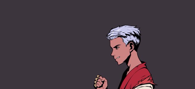 The image shows a stylized anime-style character with white hair, wearing a red and white outfit, with one hand raised in a fist—appearing to be the Azuki NFT character featured in the "Happy full view Friday, Azuki fam!" post celebrating a full-character reveal.