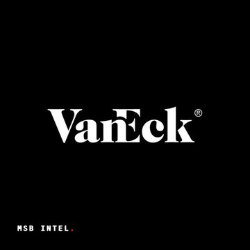 Black background with the white 'VanEck' logo and small 'NSB INTEL.' text in the bottom-left corner.