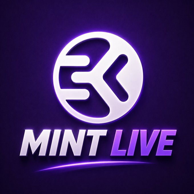 The image displays a glowing purple "MINT LIVE" announcement banner featuring a stylized "E" emblem, promoting the $INK token mint event with details including a 21,000,000 supply and 1,000 tokens per wallet at ink-scribe.xyz/mint.