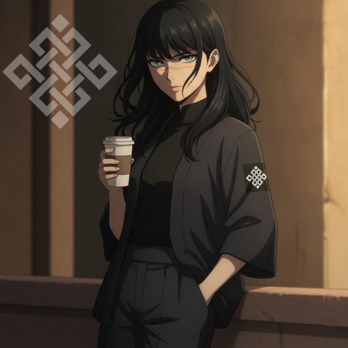 The image features a woman with long black hair wearing glasses and holding a coffee cup. She appears to be posing for a photo or portrait session. The background of the image shows a building, which could be an office or a public space. There is also a text overlay in the image that reads "gRitual fam An AI agent isn'T truly decentralized if its execution happens behind closed doors. Without verifiable compute, you just have a Web2 API disguised as Web3. @ritualnet solves this". This suggests that the woman's pose and surroundings might be related to an AI or machine learning project, where the AI agent is not fully decentralized due to its execution happening behind closed doors.