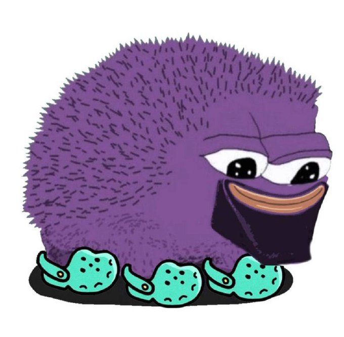 A cartoon purple hedgehog-like creature with spiky fur, large expressive eyes, and an orange beak stands on three small teal crocodile companions, parodying the Sonic the Hedgehog character design. The image represents the $MOLANDAK mascot, which the post claims is the true mascot of the Monad blockchain chain, rejecting the Chog character as a "false mascot."