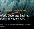 An advertisement for World Leverage Engine stating 'Trade E5s or any asset with leverage - 100% with complete...' with a rising red arrow graphic.