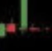 A dark, blurry, low-resolution image showing two small red glowing rectangular objects on either side of a taller green vertical shape against a black background.