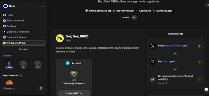 The image features a screenshot of an Instagram page, showing a "base" account with several followers, one of whom is @base.xyz/base/home who has tweeted that they are interested in purchasing some NFTs or predicting their prices. The post has been updated and shares the information about the new NFT that was purchased by @base.xyz. 

There is a link provided on the image, which could be used to explore more details about the NFT being purchased or possibly learn more about how these NFTs were created in the first place. The post has been updated and is now live with a new comment stating that it is time for PRED (precision). This suggests that the user might be updating their account to make use of this new feature, allowing them to predict the prices of specific items they have purchased before or are interested in purchasing in the future.