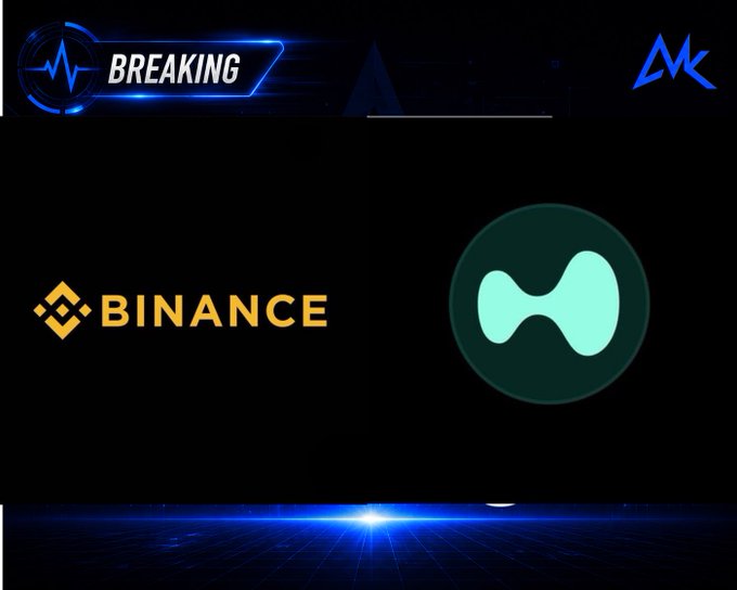 News-style graphic with a "BREAKING" banner showing the Binance logo alongside a green circular icon.