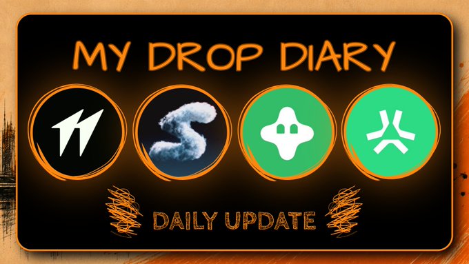 A 'MY DROP DIARY' graphic showing four app icons and the text 'DAILY UPDATE' on a black background.
