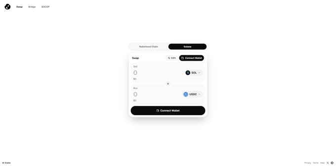 A minimalist DEX swap interface on Base with options to swap SOL and USDC via a Connect Wallet button.