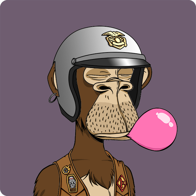 The image features a cartoon character of a monkey wearing a helmet, with its chin resting on an object that resembles a gum bubble or a balloon. The monkey appears to be blowing up a bubble while looking at something off-screen. 

In the background, there is a small text reading "Ape #76400" and "Bought for 9.1 WETH 0x9c12...0a4e 0xBA40..." which refers to an ape that has been purchased by someone named Monke. The image also includes a URL: "opensea.io/collection/bor ... bored ape yacht club". This suggests the image might be part of an advertisement or promotional material for the monkey or related products, as well as a story about this particular character and its adventures in the world of Monke's Apes.