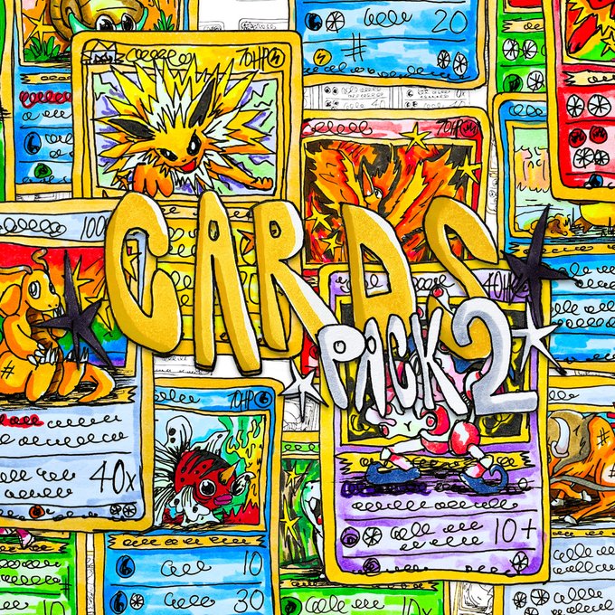 urn of gold coins, each with a unique design and value, are scattered across the canvas, accompanied by text reading "CARDS PACK 2".