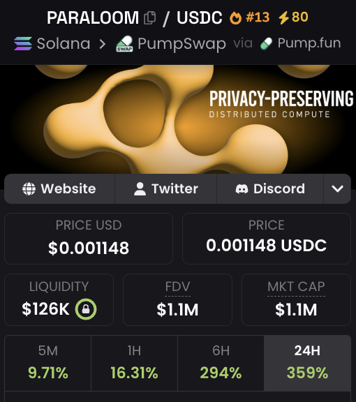 The image features an EToro screen showing information about a cryptocurrency called Paraloom (or solana). The platform displays details of various trades, including one for $PARALOOM under 1M I have a position in but my cost basis is waaay lower than the listed price. Additionally, there's a post on EToro that says "Solanana" and includes a list of the top trading partners: Solana (USDC), Pump-Swap via USDC, and more; it also mentions privacy-preserving distributed computing as one of its key features.