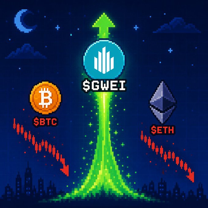 In the image, a blue rocket is flying next to two $BTC coins - one at the bottom of the image and another at the top. There are also several buildings depicted in various positions throughout the image. On the left side of the image, there's an article about how Bitcoin has crashed or lost its value, which suggests that it might be related to a decrease in the $GWEI chart as well. The post appears to be asking if anyone has bitcoin or a similar cryptocurrency, and they are likely referring to it as a real-time blockspace narrative.