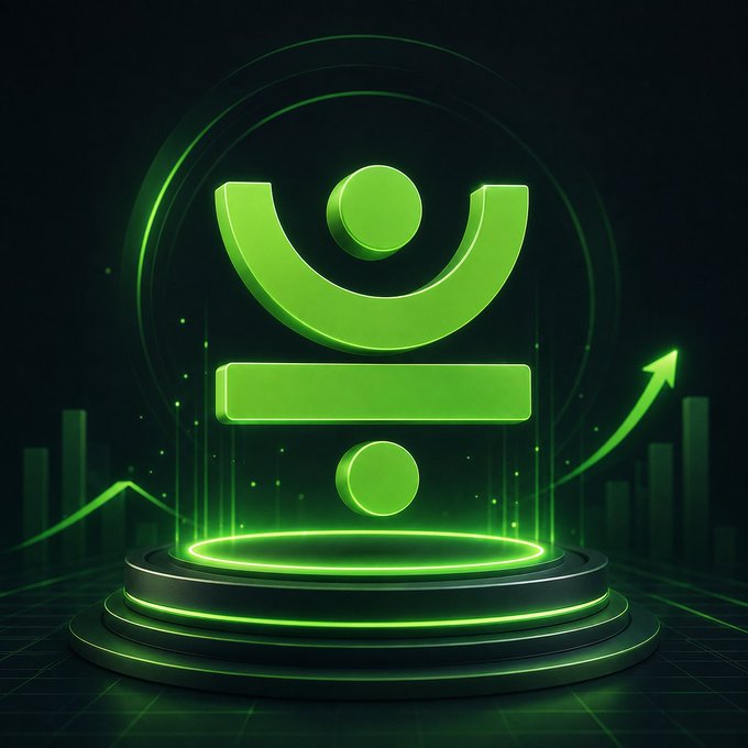 A glowing green JustLend DAO logo sits atop a futuristic circular pedestal, surrounded by an upward-pointing arrow and bar graph elements that visually reinforce the post's message about compounding supply yields over time. The illuminated rings and ascending arrow symbolize the automatic, growing returns users earn without manual intervention in the Tron DeFi ecosystem.