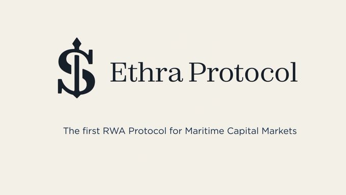 Logo and text for 'Ethra Protocol' described as 'The first RWA Protocol for Maritime Capital Markets'.
