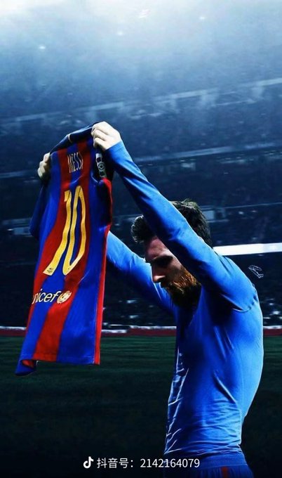 A Barcelona jersey bearing "MESSI" and the number 10 is held aloft in a stadium, paired with a caption about crypto losses from a compromised mnemonic phrase, with the celebratory jersey symbolizing triumph ironically contrasted against the poster's defeat from stolen digital assets.