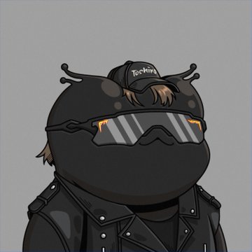 An illustration of a chubby cartoon character wearing a black hooded jacket, a black cap with the text 'Tockus', and oversized goggles with orange reflections.